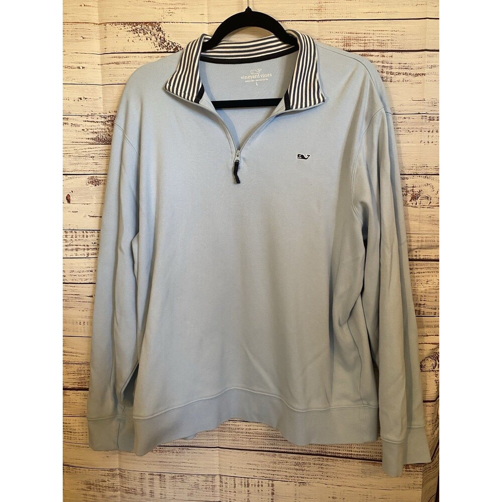 Vineyard Vines Quarter-Zip Pullover Sweatshirt Blue Pima Cotton Men's Large